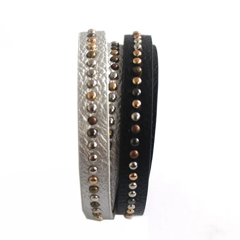 1m Fashion Jewelry Rivet Diamond Leather Cord Jewelry Finding For 10mm 5mm DIY Bracelets & Bangles Necklace Jewelry Making