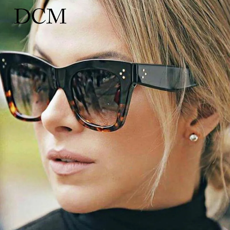 Fashion SquareLeopard Sunglasses Vintage Women Brand Designer Plastic Frame Ladies Sun Glasses Oculos De Sol Feminino UV400