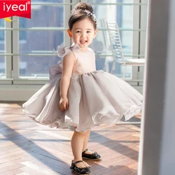 IYEAL Glitz Children Baby Girl Dress Ball Gown Bow Belt Baptism Dress for Girl 1-8 Years Birthday Wedding Party Christening Gown