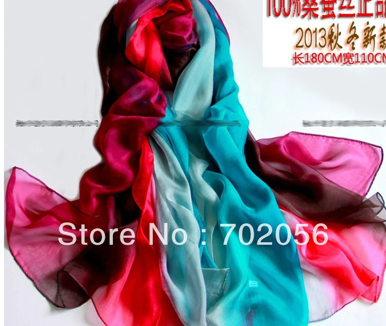 delle splendide donne ombreggiato 100% raso di seta parei hijabs bandane sciarpa dello scialle dell'involucro poncho grande 180 * 110 cm 9 pz/lotto #3352