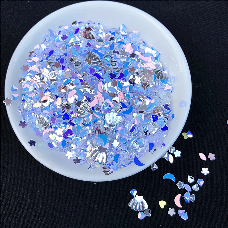 10 g/pacco Della Miscela scintillante di Paillettes Star Cuore a Forma di conchiglia PVC allentato Paillettes Paillettes Unghie Artistiche TERRENO