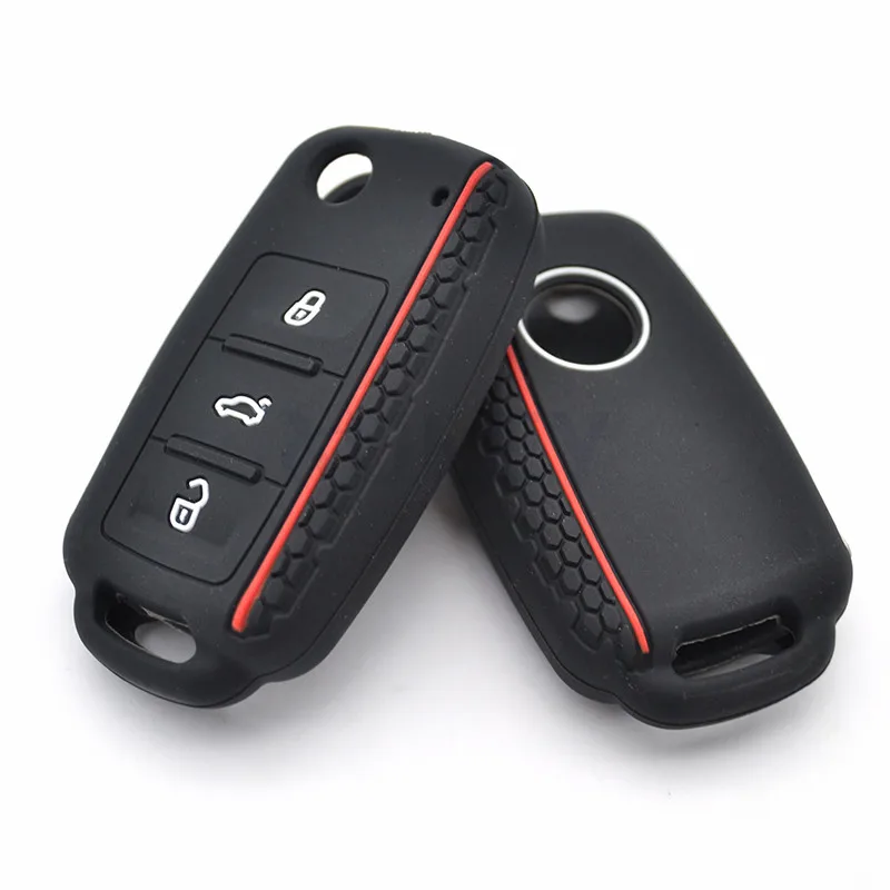 AX 3 Button Silicone Remote Key Case For SKODA Fabia Octavia Superb For Seat Leon Toledo Altea Ibiza Fob Shell Cover Skin