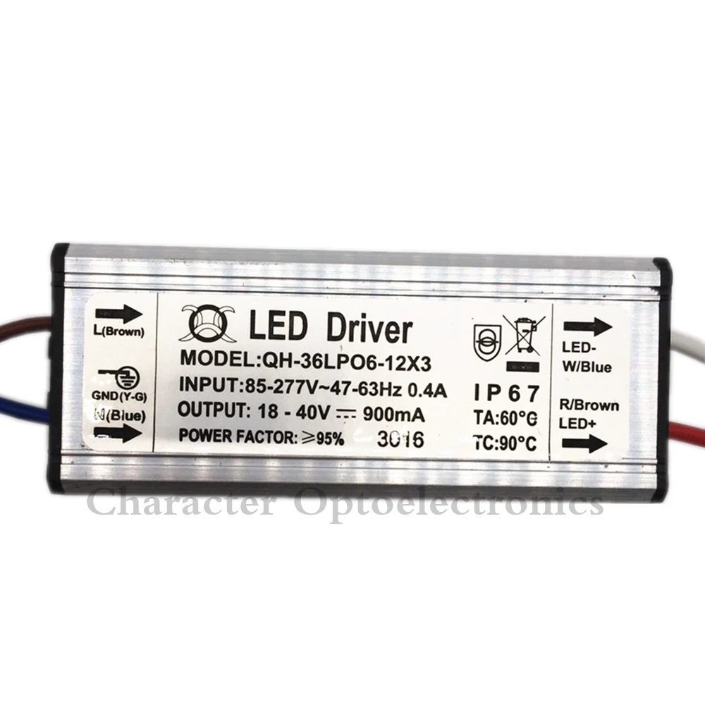 10 개/몫 6-12x3w DC18-40V 900mA 220V LED 드라이버 18w 30w 36w 전원 공급 장치 IP67 방수 정전류 드라이버 투광 조명