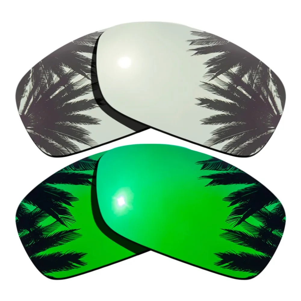 

(Silver Mirrored Coating+Green Mirrored Coating) 2-Pairs Polarized Replacement Lenses for Hijinx 100% UVA & UVB Protection