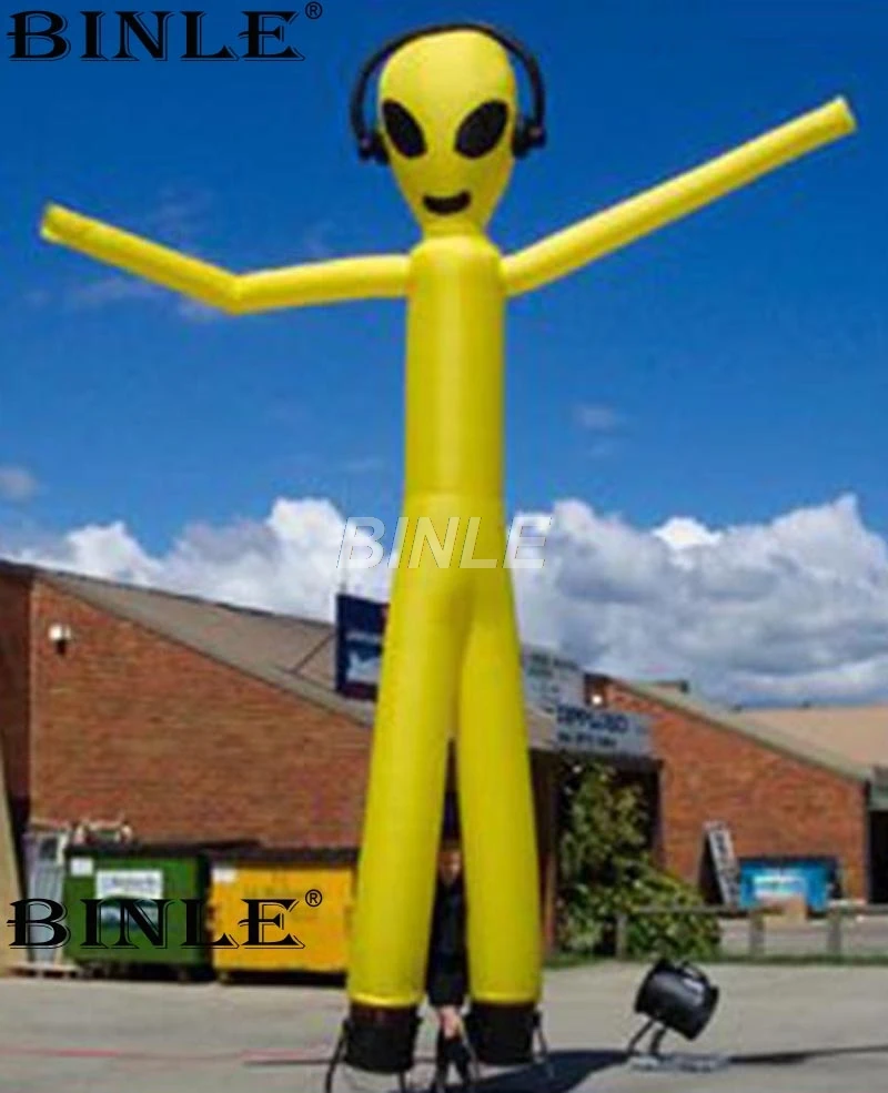 Most popular outdoor yellow Alien inflatable air dancer sky puppet tube man for halloween decoration