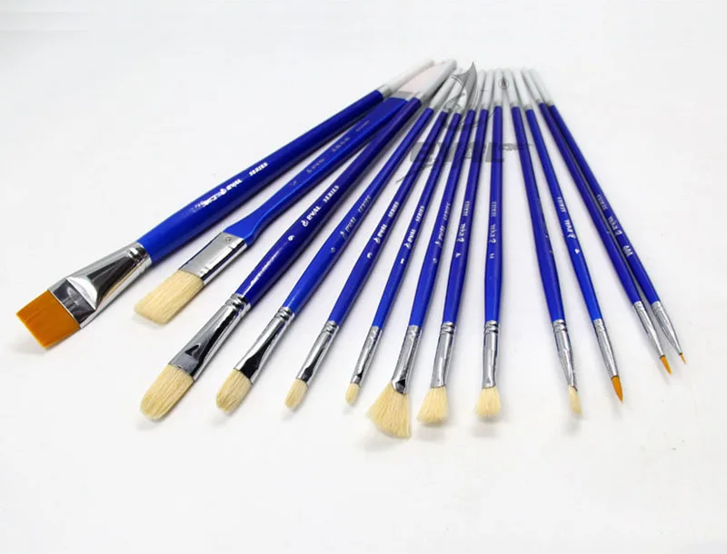 13 pcs Long Handle Drawing atelier special brush set pig bristle nylon gouache paintbrush oil paint brush artists acrylic paints