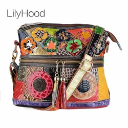 Patchwork di Pelle di Serpente Del Sacchetto Del Sacchetto Delle Donne Del Cuoio Genuino Multicolore Stachel Sacchetto Femminile di Coccodrillo Naturale In Pelle Piccola Borsa Messenger