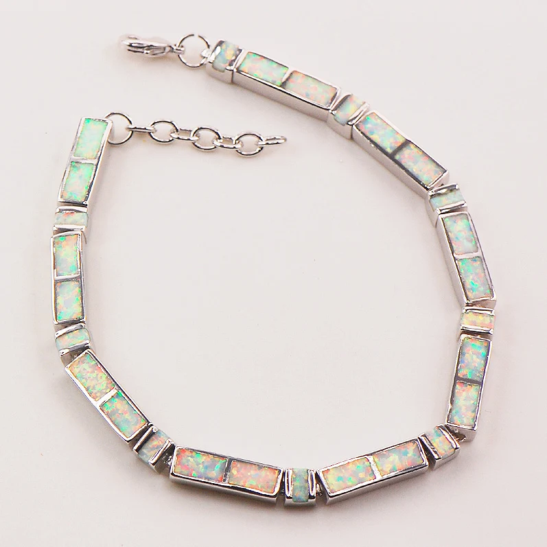 White Fire Opal 925 Sterling Silver Bracelet  P85 8\