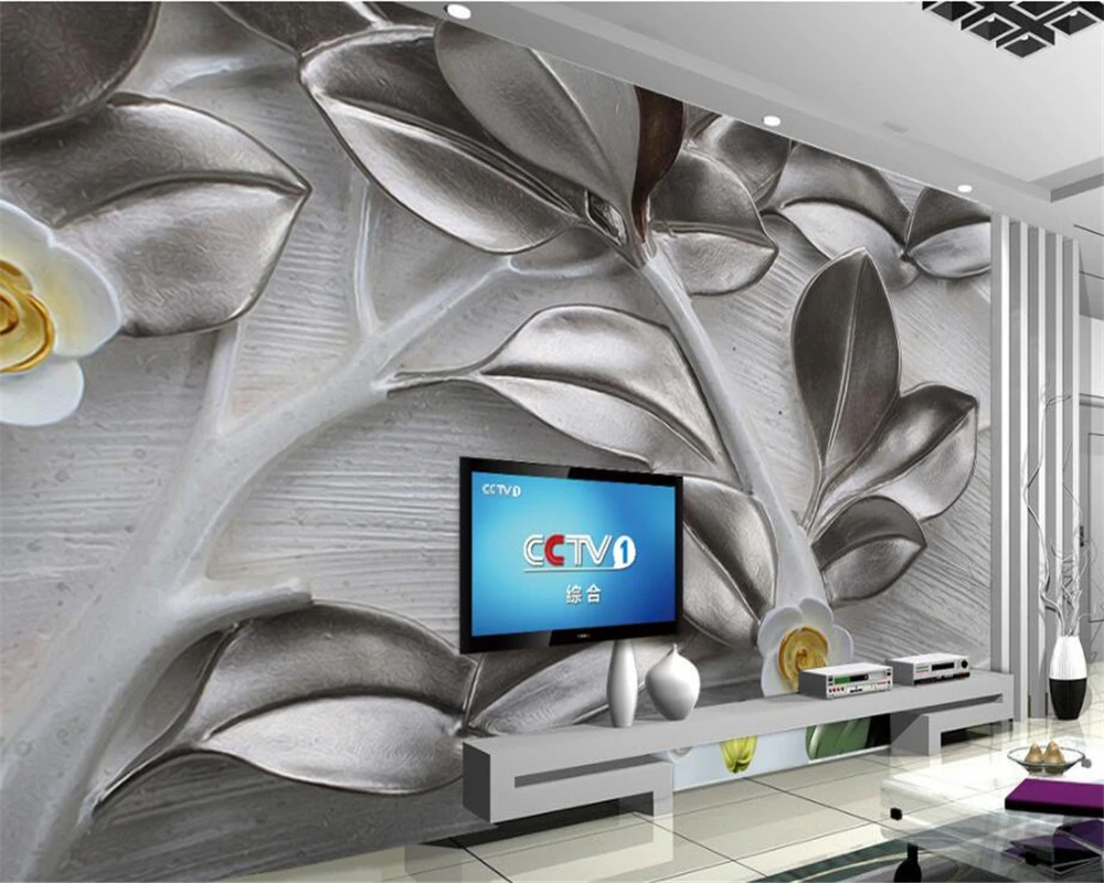 Beibehang Aangepaste Behang 3D Blad Relief Achtergrond Muurschilderingen Huis Versierd 3D Behang Bank Tv Achtergrond Muurschildering Behang