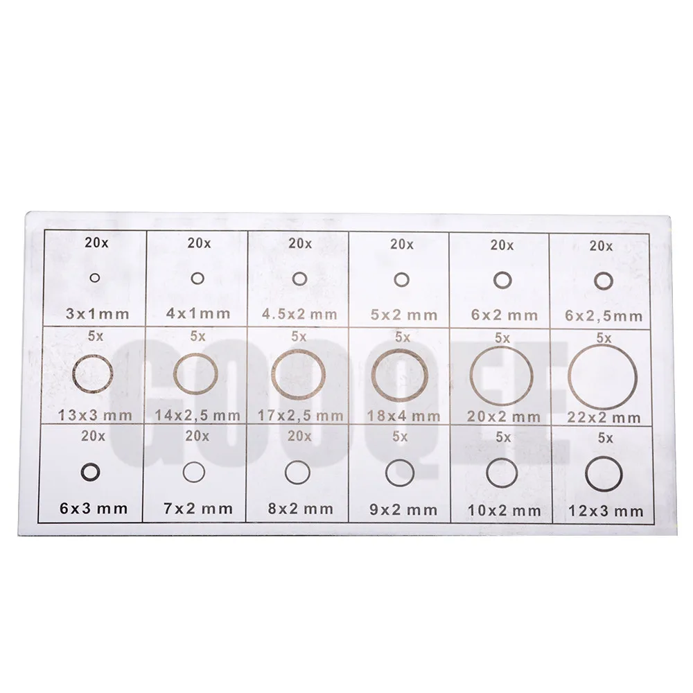 225pcs Rubber O Ring O-Ring Washer Seals Watertightness Assortment Different Size With Plactic Box Kit Set