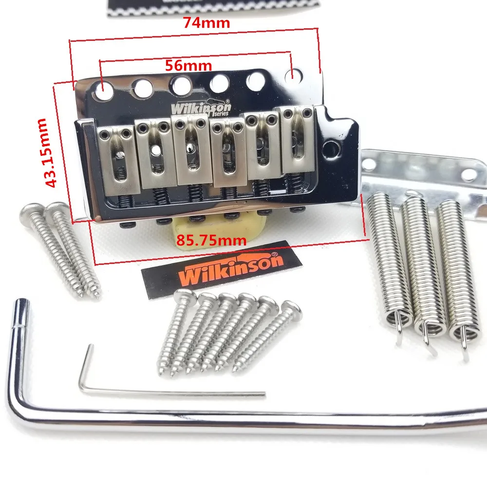 Wilkinson ST-guitarra eléctrica fija, 6 tornillos, sistema Tremolo, puente cromado plateado, WOV09