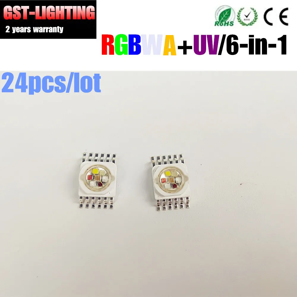 24pcs High power Lamps led chip RGB 3IN1 RGBWA 5IN1 RGBWA UV 6 in1 lights