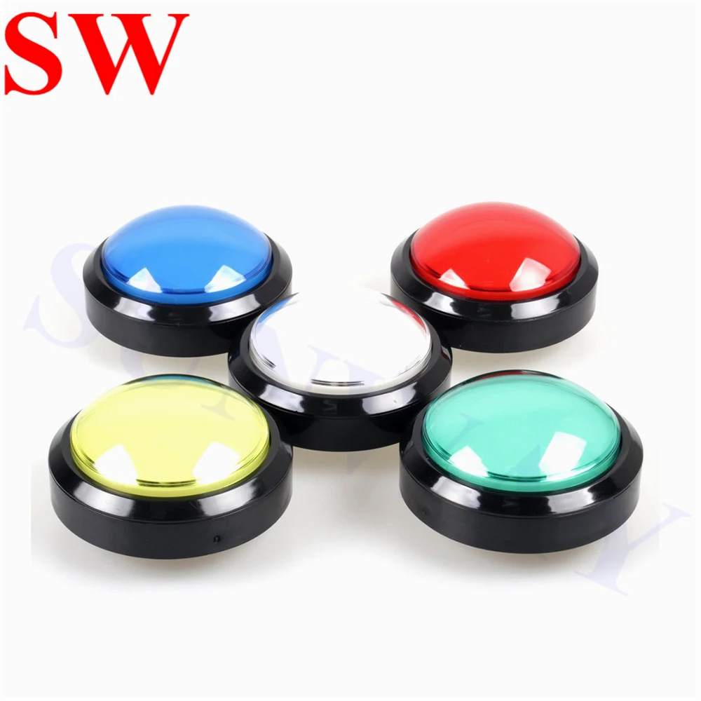 

5PCS Arcade Game Screw in Style 12V LED 100MM Dome Shape Round Illuminated Push Button with Microswitch for NAME JAMMA Mulitcade