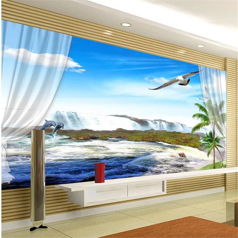 

beibehang 3d stereoscopic sea views murals TV backdrop wallpaper living room bedroom wall paper papel de parede