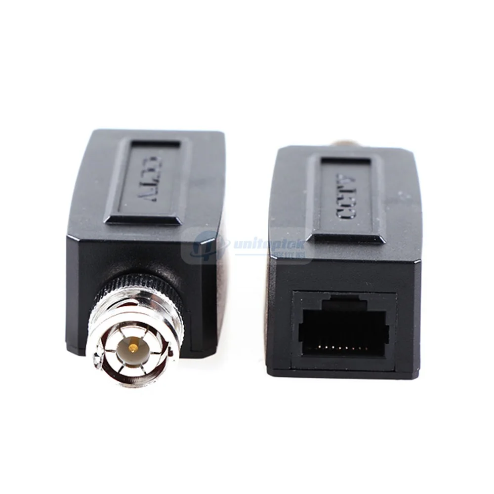 Convertidor de vídeo CCTV RJ45 Balun UTP/CAT5 BNC macho a RJ45, transceptor adaptador coaxial RJ45, 1 par