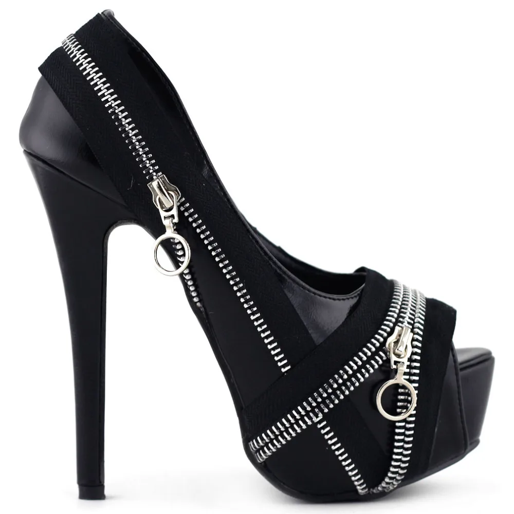 LF80836 Show Story Punk Multi-Colour Zip Peeptoe Platform High Heel Stiletto Pump