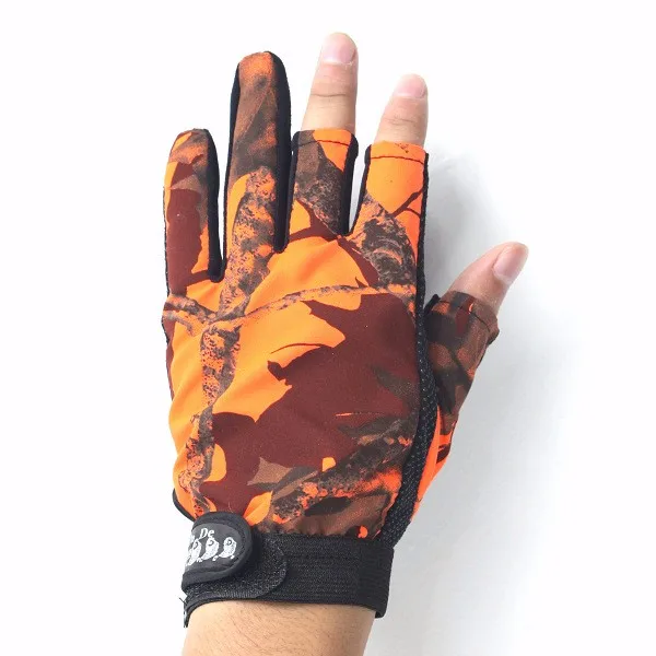 Camouflage Fishing Gloves Half-Finger Three Five Fingers Cut Professional Night Lure Glove Anti-skidding