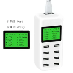 8 Port Smart USB Fast Charging Hub w/ LCD 40W Multi-Port USB Charging Station Wall Travel Charger for iPhone Xs MAX iPad SAMSUNG