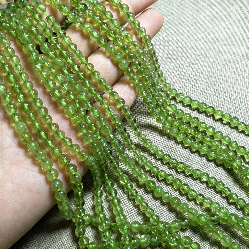 3mm 4mm 5mm Natural Peridot Stone Gemstone Diy Loose Beads For Jewelry Making Strand 15\