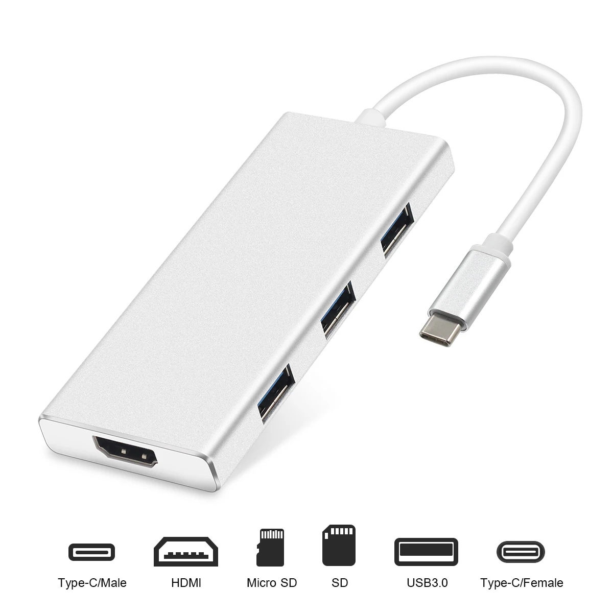 USB Type C HUB USB-C to HDMI 4K USB 3.0 With HDMI 4K SD TF Card Reader Type-C Adapter for Macbook Air Pro 2018 Thunderbolt 3