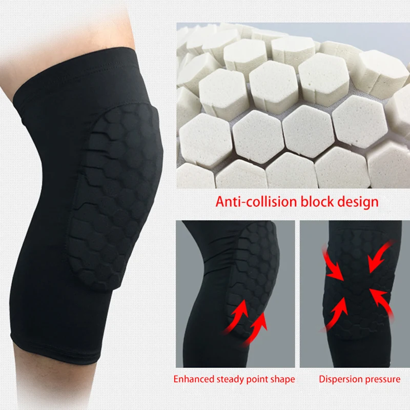 1PC Sports Knee Pads Brace Leg Sleeve Breathable Honeycomb Calf Safety Compression Football Basketball Knee Support Protection