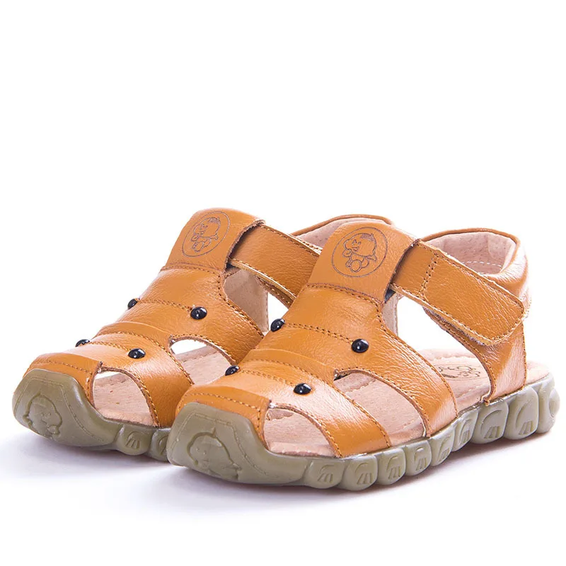 1T-10T Genuine Leather Baby boys Sandal Children Boys Shoes Kids Cowhide Leather Sandals Beach Shoes Brown Yellow White Black