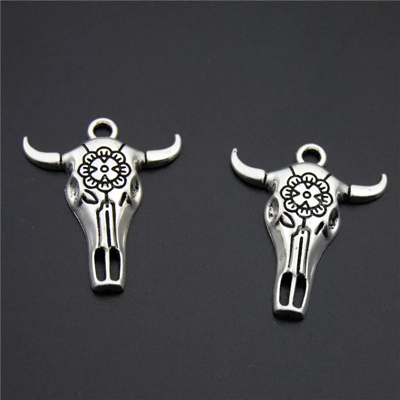 20PCS  Silver Color Bull Head Charms Tauren Pendants For Jewelry Making DIY Handmade Craft A2263