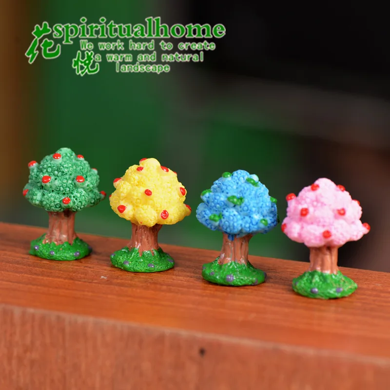 1 Pcs 4 Style Resin Small Apple Tree Moss Micro Landscaping DIY Ornaments Toy Assembly For Home Decoration