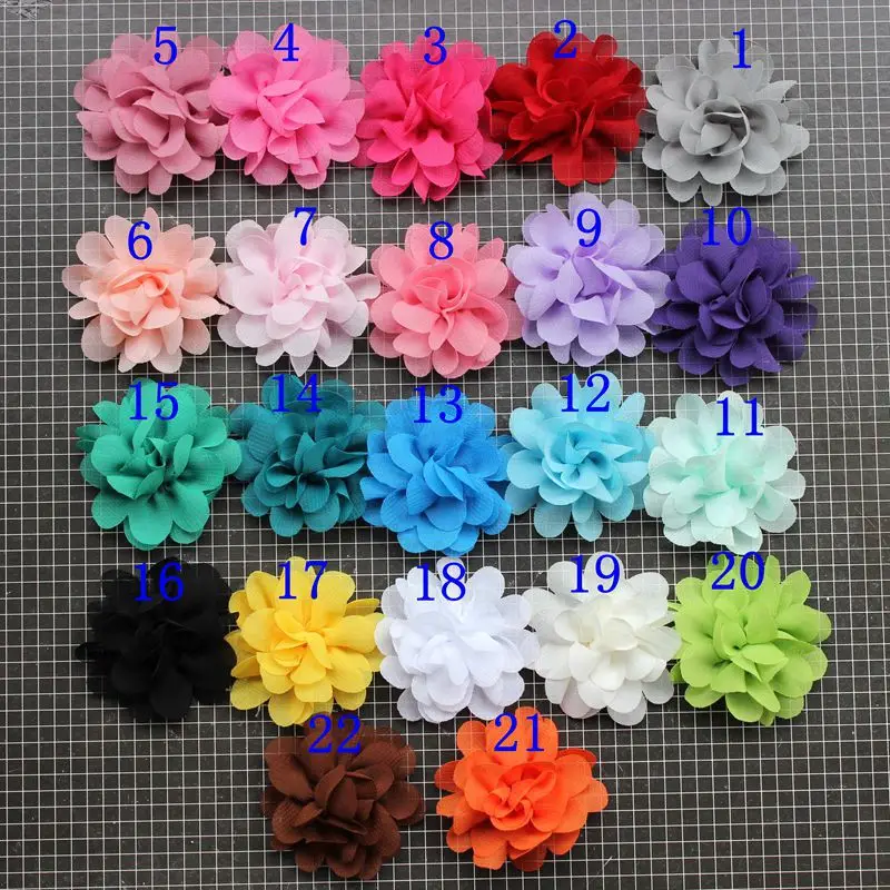 120pc/25color Top 5.5CM Chiffon Flower DIY Chiffon Hair Flower for Girls Headbands Hair Clips