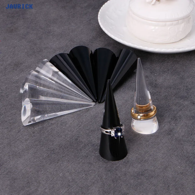 

JAVRICK 1pc Acrylic Finger Cone Ring Stand Jewelry Display Holder Show Case