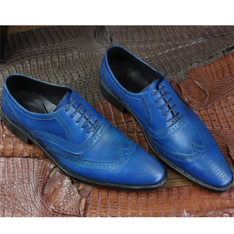 MALONEDA New Handmade Goodyear Full Grain Leather Men's Oxford Shoes Italian Style Retro Carved Bullock Formal Dress Shoes