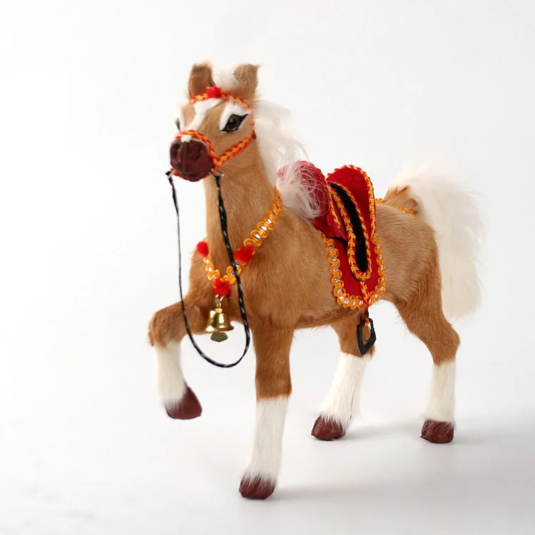 new simulation horse toy polyethylene&furs horse with saddle gift about 24x7x21cm