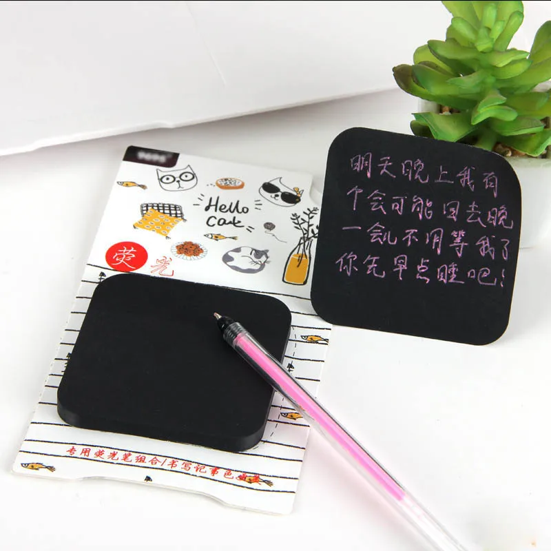 1pc Cartoon Black Paper Sticky Note Message N Times Sticky Highlighter Set Paste Note Creative Student Stationery Memo Notepad