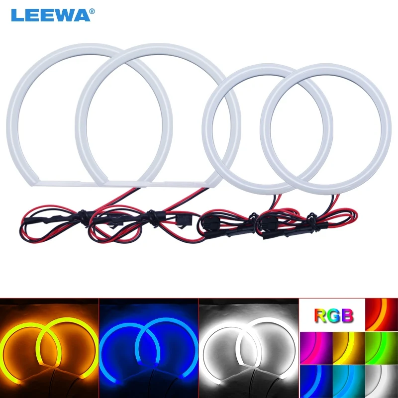 LEEWA 2X100mm 2X131mm Car Auto Halo Rings Cotton Lights SMD LED Angel Eyes for Ford Focus 08+ Car Styling White/Blue/Yellow/RGB