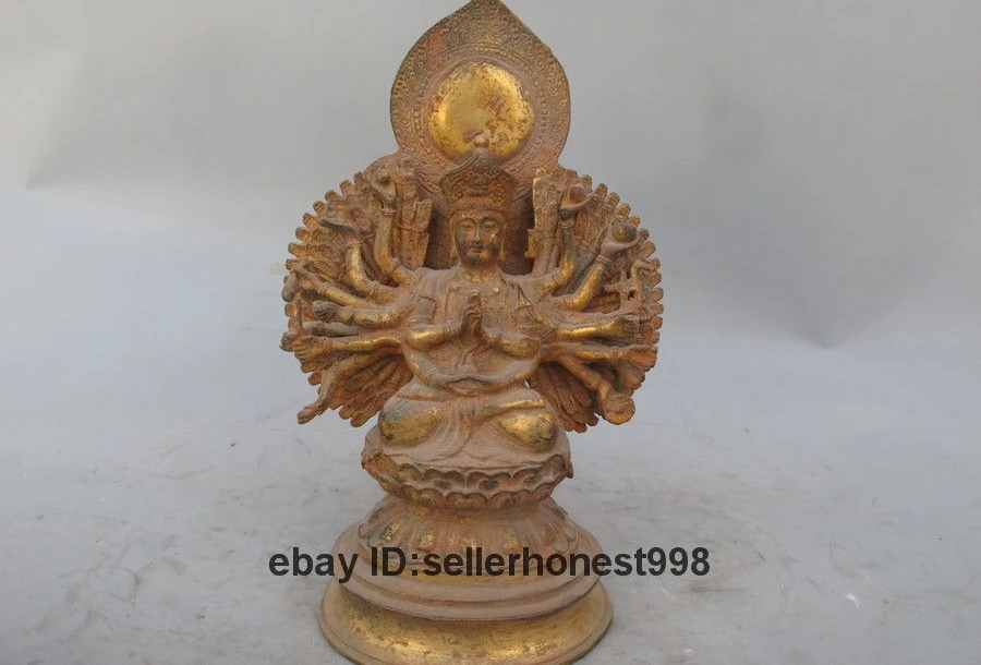 26 CM Tibet Bronze Buddhism 1000 Armed Kwan-Yin Maha Cundi Bodhisattva Statue