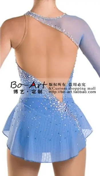 light blue ice skating dress custom  figure skating competition dresses for women skating dress competition figure skating dress