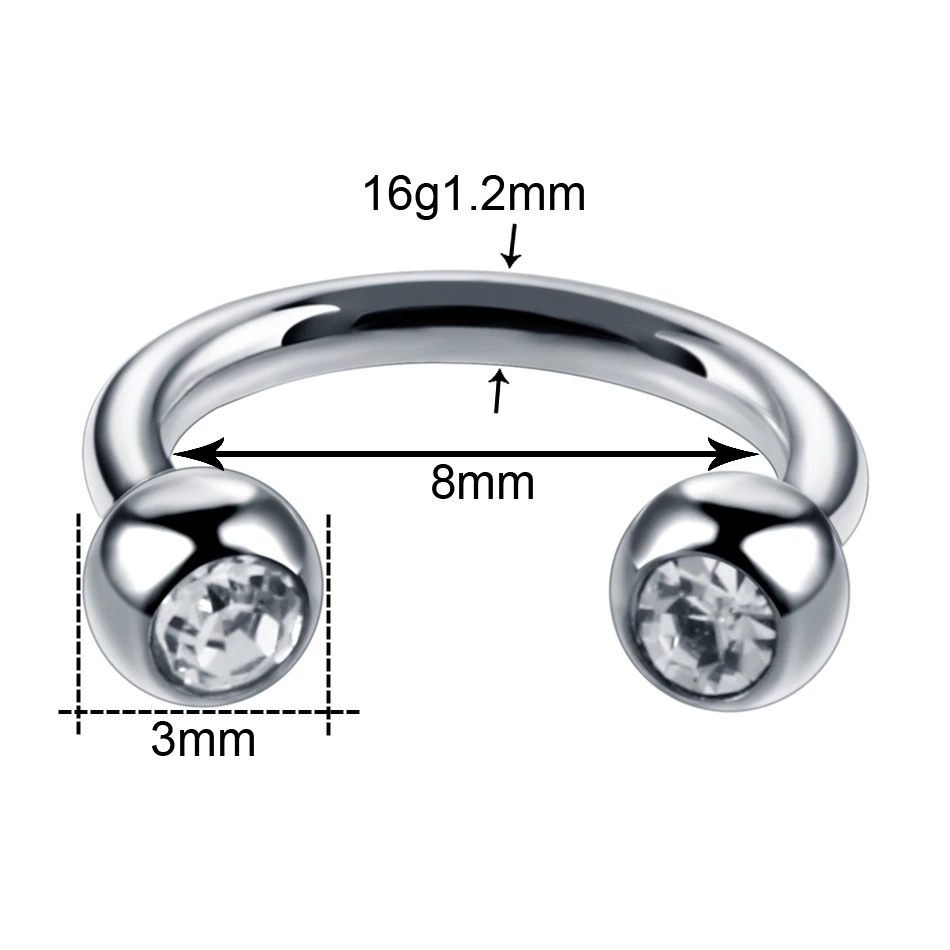 1pc G23 Titanium Piercing Micro Dermal Micro Dermal Crystal Horseshoe Ring Belly Button Navel Rings Body Jewelry
