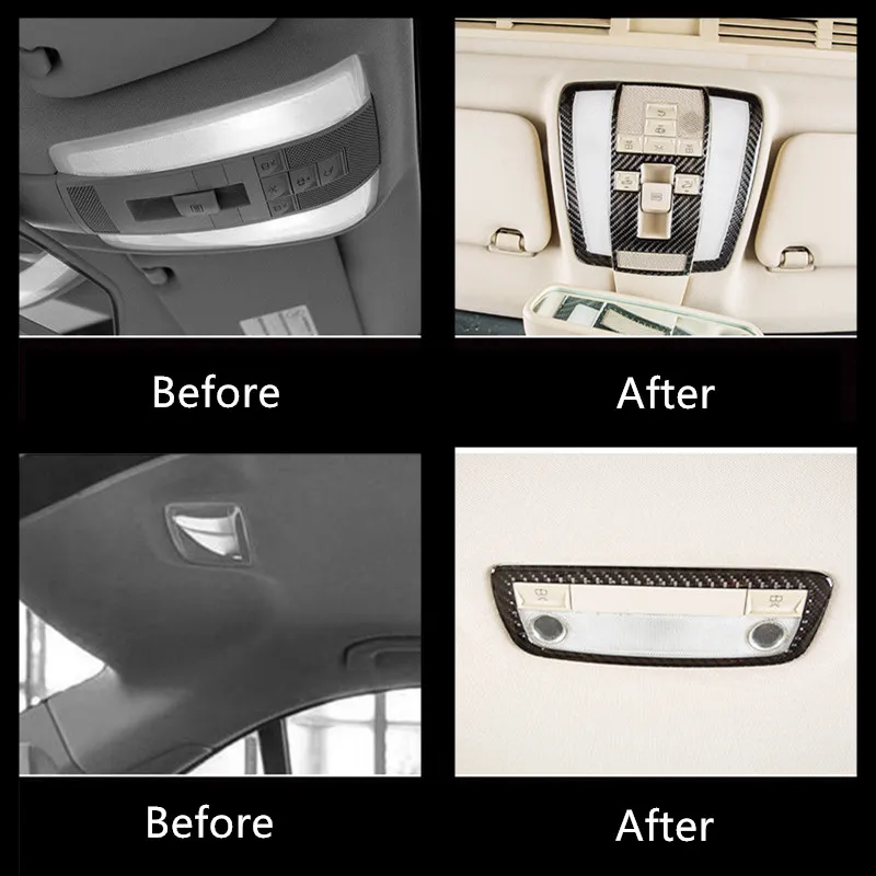 Carbon Fiber Car Roof Reading Lamp Cover Trim For Mercedes Benz C class W204 2007-2014 Dome Light Frame Decoration