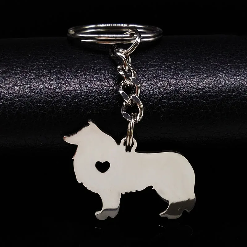 2024 Cute Border Collie Dog Silver Color Stainless Steel Keychain for Men Love Dog KeyChain Jewelry chaveiro K963S01