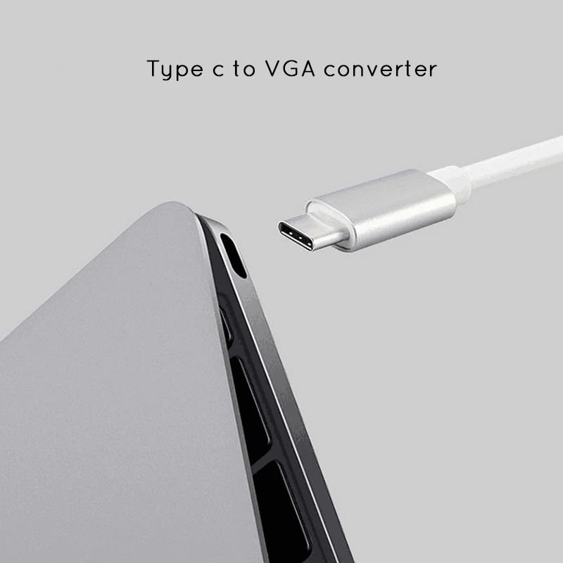 USBC to VGA Adapter USB 3.1 Type C Male to Female VGA Converter Cable 1080P FHD for Macbook 12 inch Chromebook Pixel Lumia 950XL