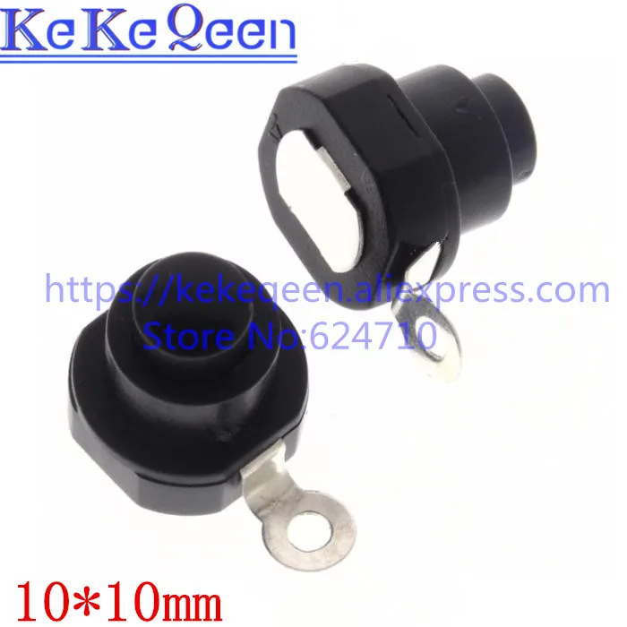 10PCS/LOT 30V 1A Flashlight Round Push Button Switch Black Size 10mmx10mm 1010-K ON-OFF