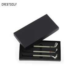 CRESTGOLF – stylos à bille en alliage en forme, Clubs de Golf, ensembles cadeaux, nouveau Design avec 3 Mini Clubs, nouveauté