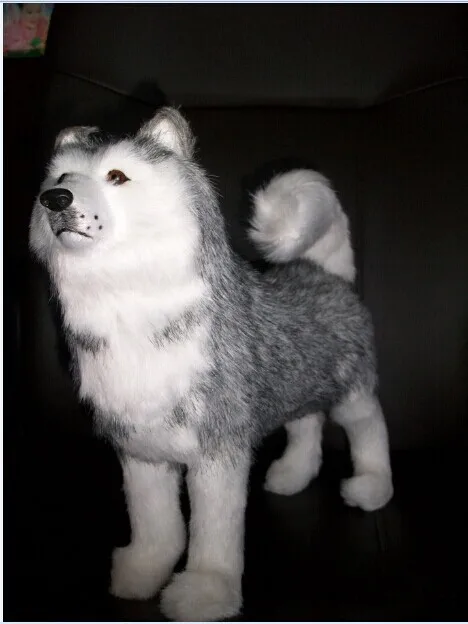 free shipping ,lovely husky dog about 30x24x8 cm standing pose husky polyethylene & furs handicraft birthday gift w549