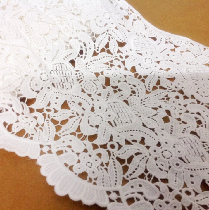 

1 yard width 11.81" 30cm white high quality cotton water soluble lace trim ribbon for dress/skirt lace fabric SL4K196