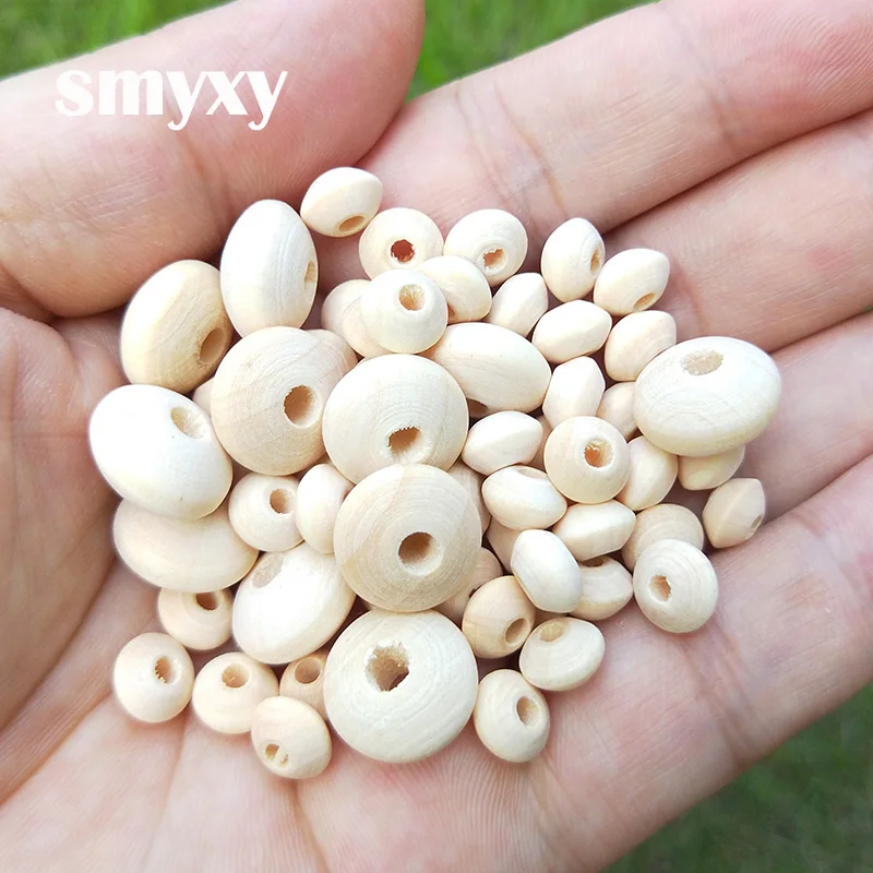 Wooden Flat Round Beads Loose Spacer Eco-Friendly Natural-Color Wood Beads for DIY Jewelry Making Accessories