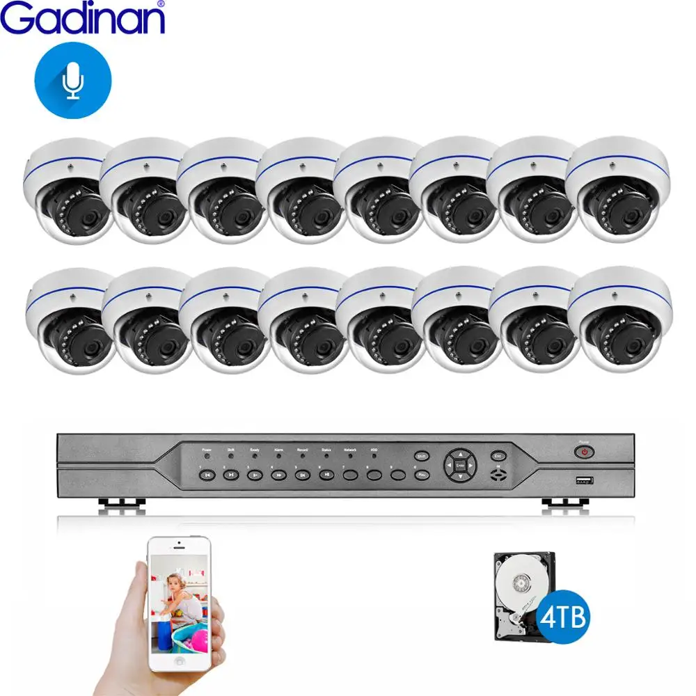 

Gadinan H.265+ 16CH 8MP 4K POE NVR Face Detection CCTV System 5MP 4MP Audio Microphone POE IP Camera Video CCTV Surveillance Kit