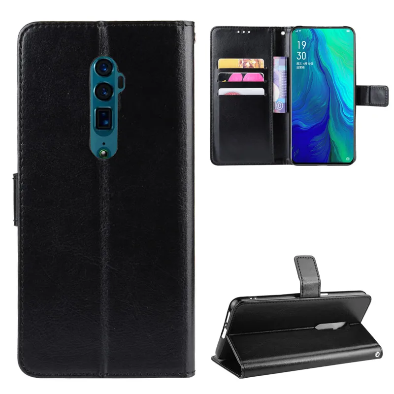 For OPPO Reno 10x zoom Case Luxury Leather Flip Wallet Phone Case For OPPO Reno 5G Case Stand Function Card Holder