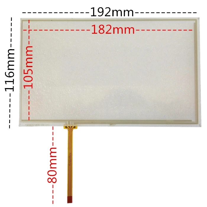 

10Pcs new 8 inch resistance touchscreen on-board navigation GPS/DVD hand-written screen 192*116