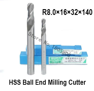 

5PCS lengthening R8.0 high speed steel ball end milling cutter, straight shank white steel cutter, R alloy milling cutter