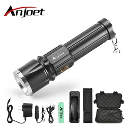 Anjoet X900 CREE XML T6 LED Zoom flashlight Torches Zoomable Flashlight lanterna illumination With 26650 Battery USB charge